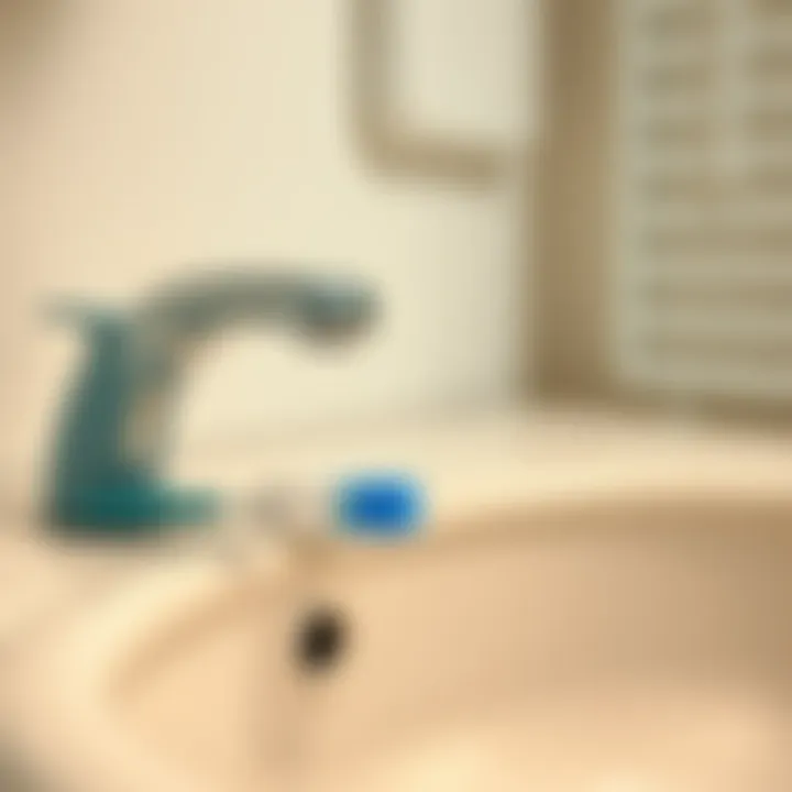 A toothbrush and toothpaste sitting on a clean bathroom sink, symbolizing dental hygiene practices.