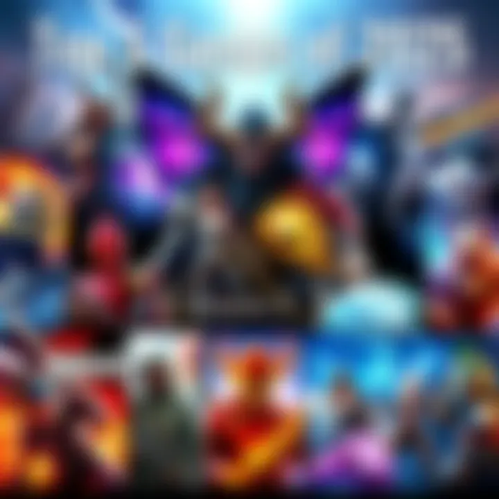 A collage of popular video game covers from 2025 including Hades 2 and Potionomics, showcasing vibrant art styles and characters