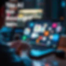 A person using a laptop with various productivity applications open on the screen, showcasing AI assistant tools in action