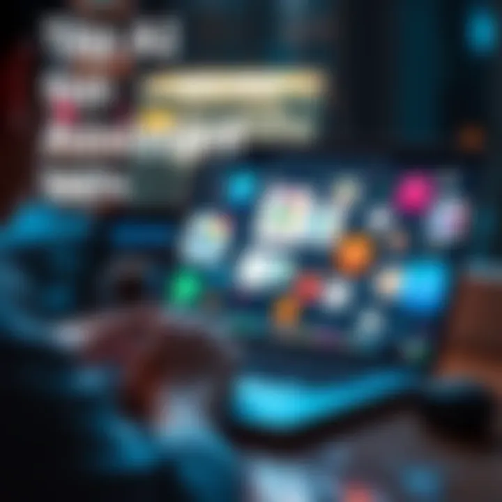 A person using a laptop with various productivity applications open on the screen, showcasing AI assistant tools in action