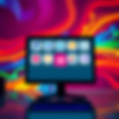 A computer screen displaying various AI platform logos with a vibrant background