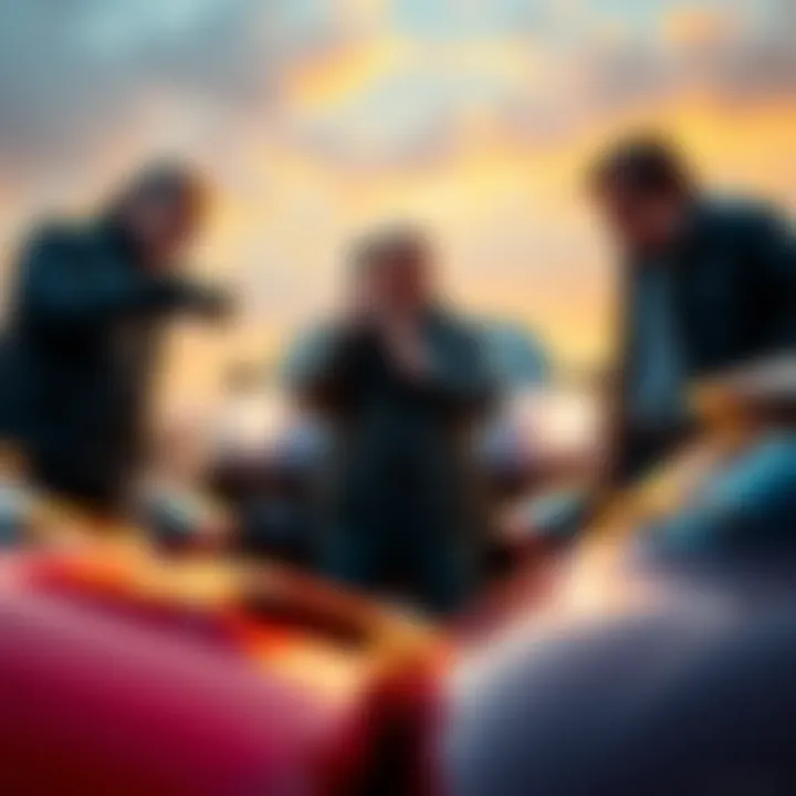 Jeremy Clarkson, James May, and Richard Hammond filming a scene for Top Gear with cars around them