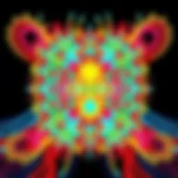 Colorful digital topology design created using Blender software showing intricate patterns and shapes