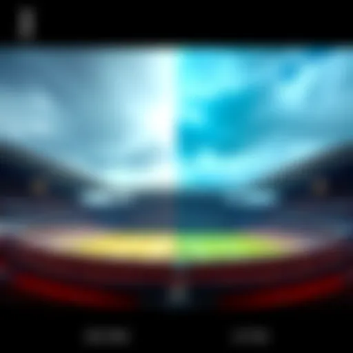 Side-by-side comparison of a basic and enhanced photo of Tottenham Hotspur Stadium showing improved clarity and detail