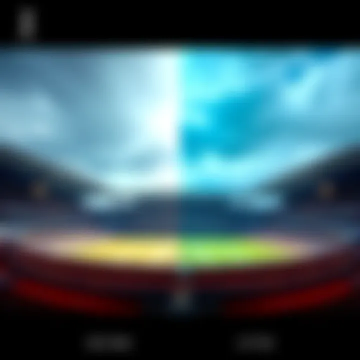 Side-by-side comparison of a basic and enhanced photo of Tottenham Hotspur Stadium showing improved clarity and detail