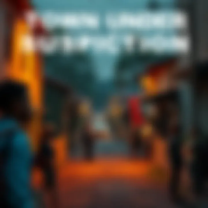 A quiet town street with anxious residents glancing around, hinting at a potential murder threat looming.