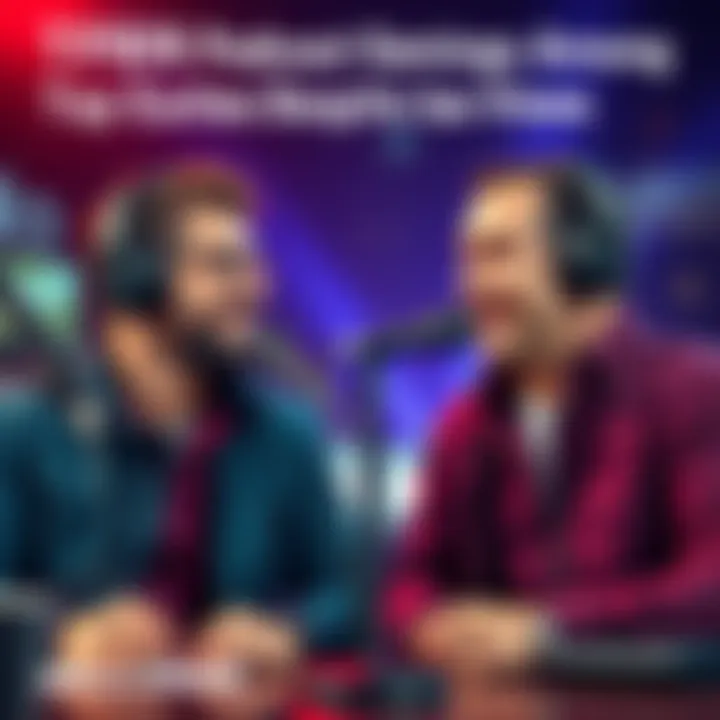 Two podcast hosts talking with microphones in front of them, illustrating the conversation about high earnings