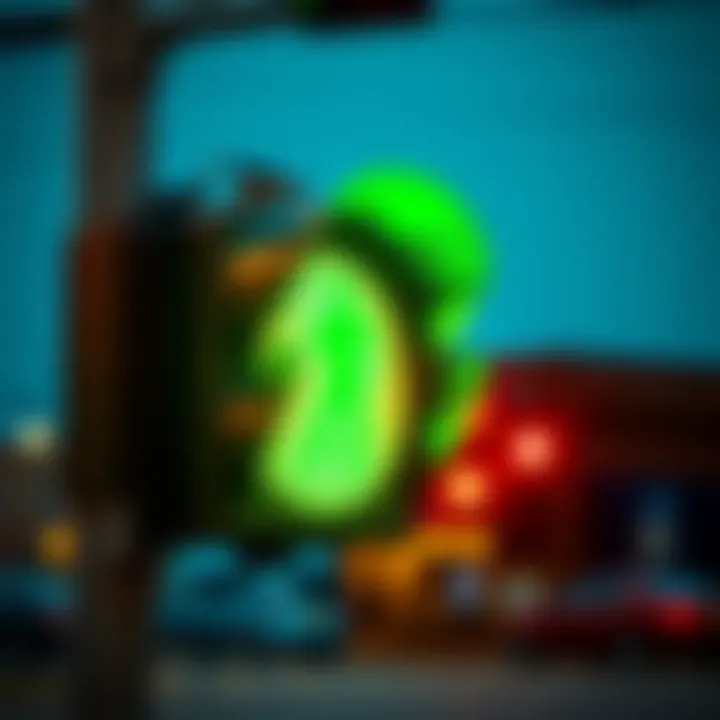 A traffic light showing a long green signal, promoting safer street conditions for drivers and pedestrians.