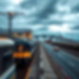 A busy train station in Europe contrasted with a wide highway in America