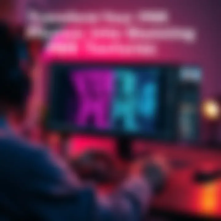 A person using photo editing software to change a regular photo into a PBR texture, showcasing the before and after effects on the screen.