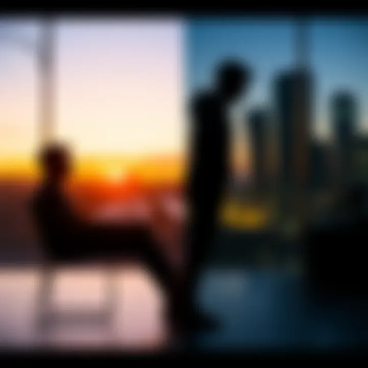 A side-by-side comparison of two photos showing a person moving from sitting to standing, illustrating the transition between the two moments.