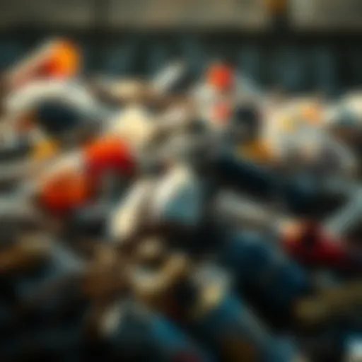 A pile of discarded items with a focus on a visible dangerous object, showing the contrast between what is seen and what is hidden.