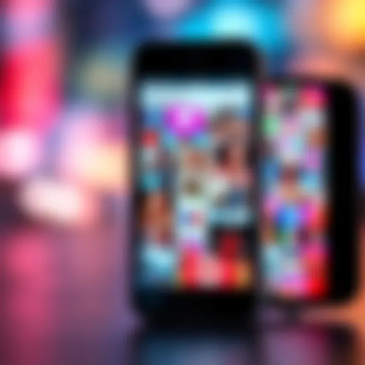 Trending Topics on Social Media A smartphone displaying a social media feed filled with popular hashtags and posts, showing a variety of trending topics that dominate users' timelines.