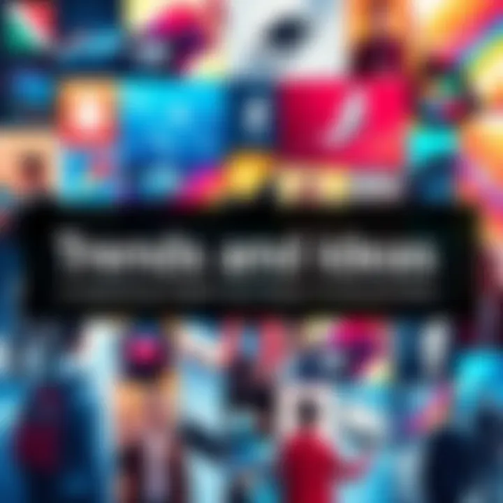 A collage of various modern trends such as technology, fashion, and social media.