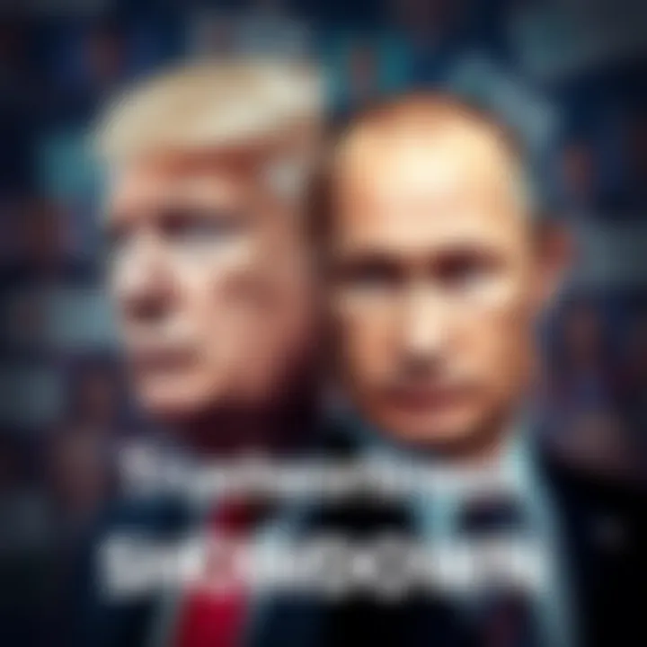 A split image showing Donald Trump on one side and Vladimir Putin on the other, both with expressive faces reflecting opinions on trustworthiness, set against a backdrop of social media comments.