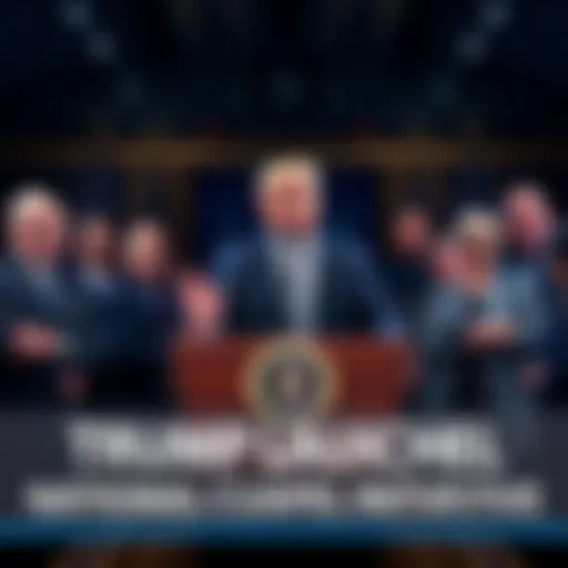 President Trump speaking at the launch of the National Quantum Computer Initiative, surrounded by scientists and technology leaders.