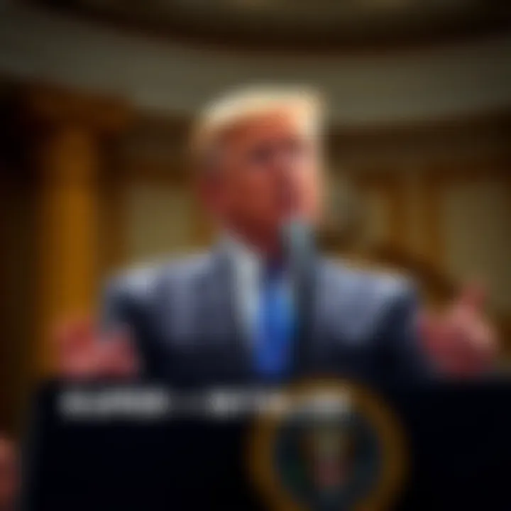 President Trump discussing Super Intelligence President Trump speaking at a podium about the new Super Intelligence initiative for federal agencies