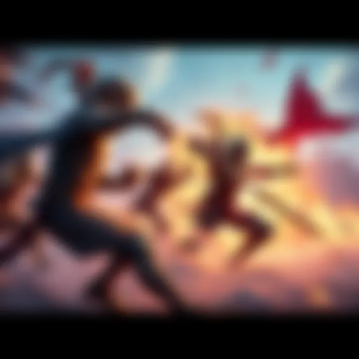 A dynamic scene showing characters engaged in turn-based combat, featuring timed dodges and strategic positioning