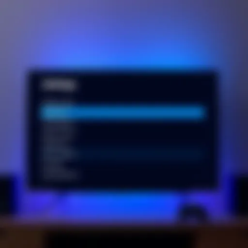 A television screen displaying settings menu options for disabling ads and telemetry services