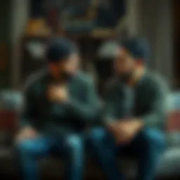 Two brothers sit together, discussing a serious matter that could affect their relationship, showcasing concern and tension.