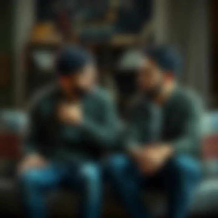 Two brothers sit together, discussing a serious matter that could affect their relationship, showcasing concern and tension.