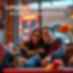 Two friends sit together, smiling and enjoying a conversation in a cozy setting, highlighting their close bond.