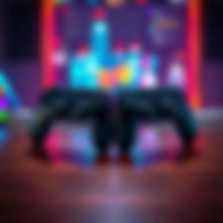 Two controllers for a local multiplayer game placed side by side on a table, ready for players to use