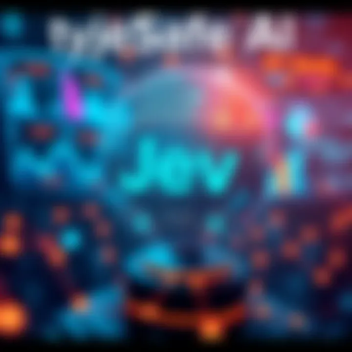 A visual representation of the new AI model Jev by TypeSafe AI, showcasing its focus on decision-making with a digital interface and data analytics.