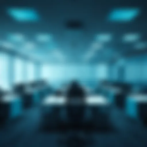An empty office space with desks and chairs, symbolizing workforce cuts at Uber.