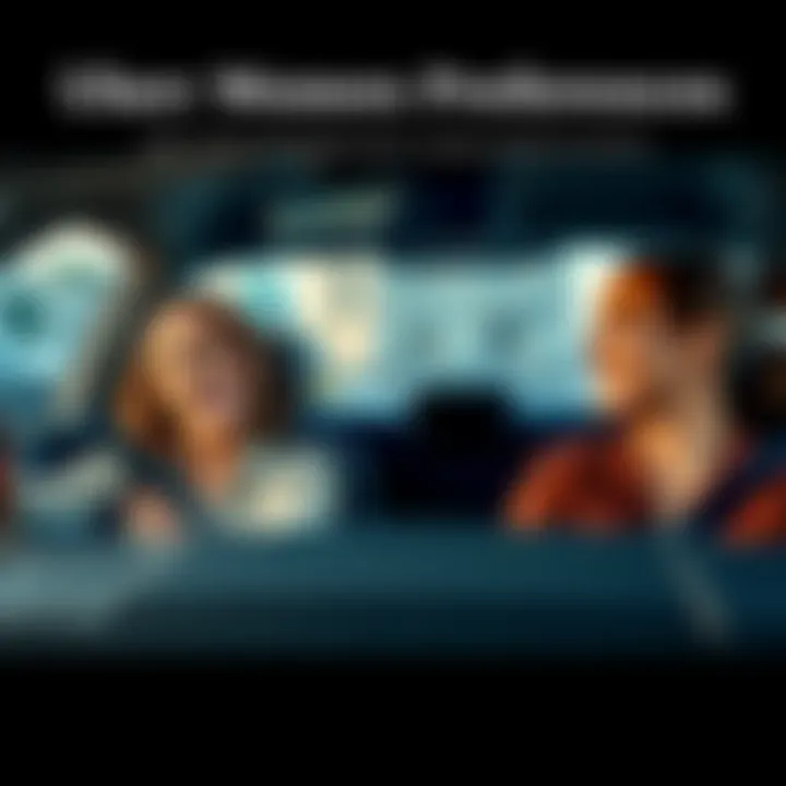 A female driver and passenger in an Uber vehicle, both smiling, showcasing a friendly environment with safety features highlighted.