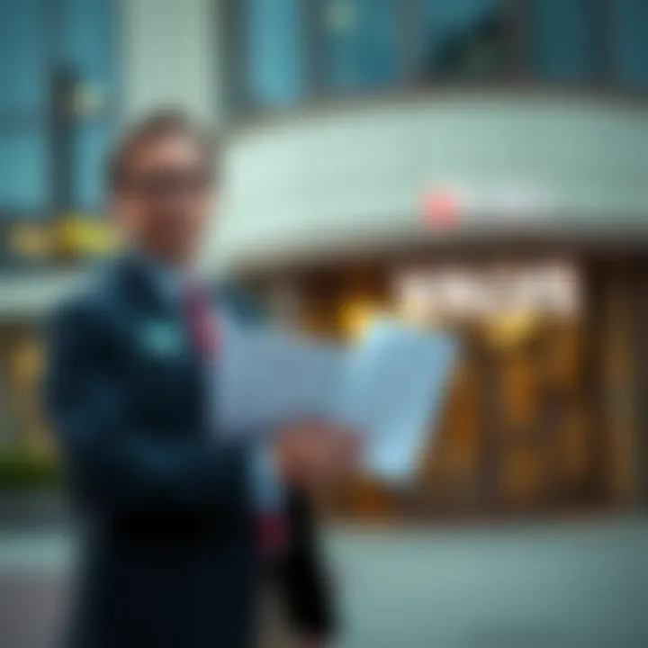 The Performing Right Society representative stands outside Valve's headquarters holding legal documents related to music licensing.