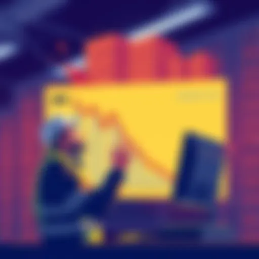 Illustration showing a graph with declining job predictions for UK datacentres and a worried worker looking at a computer screen, symbolizing tech job concerns.