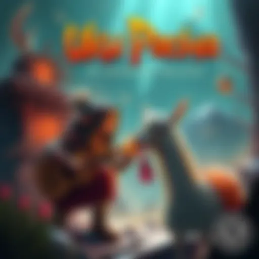 Fallen musician in the Incan underworld with Andean symbols and an alpaca