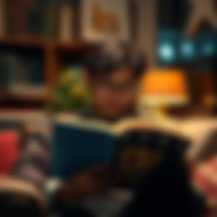 A person reading a book about CAI with a focused expression in a cozy environment