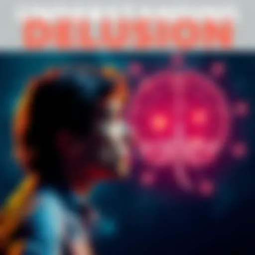 A person looking thoughtfully at a brain diagram, representing insights into delusion