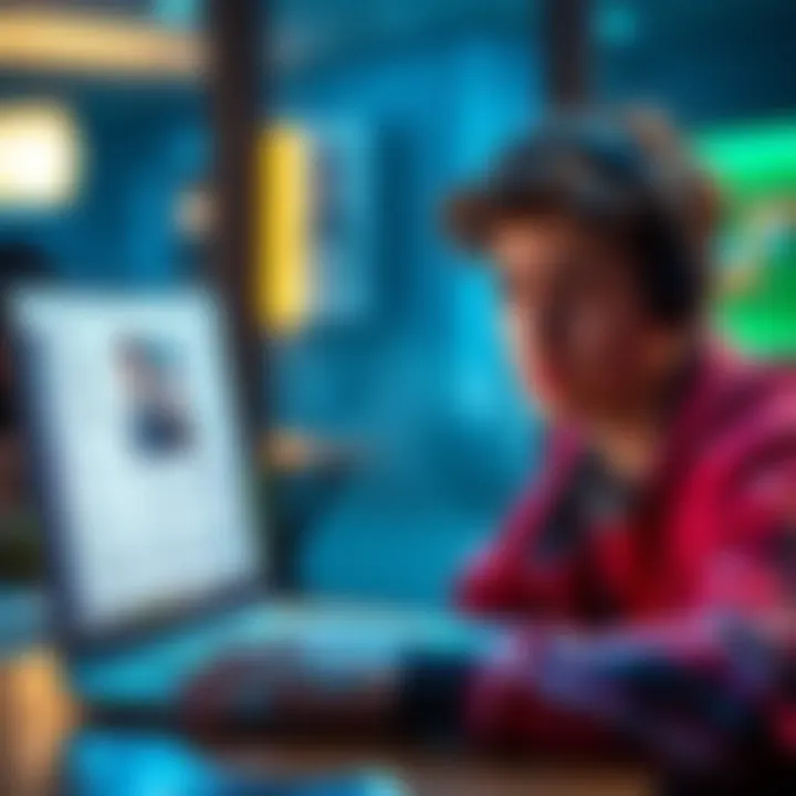 A person looking confused while reading about the term 'vibecoded' on a laptop, with discussion threads visible on the screen.