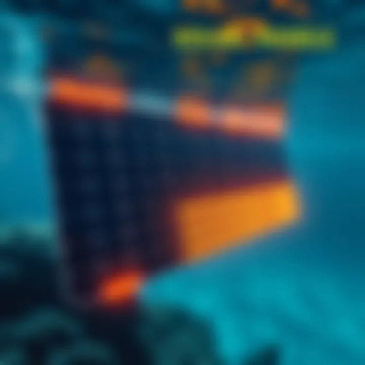 An underwater solar panel featuring perovskite cells, showcasing its design and integration within an aquatic environment.