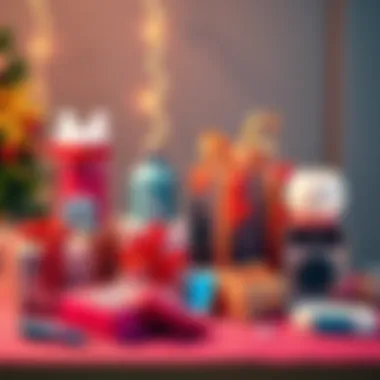 Unique Gift Ideas A variety of trendy gifts displayed on a table, including personalized items and gadgets, perfect for surprising loved ones.
