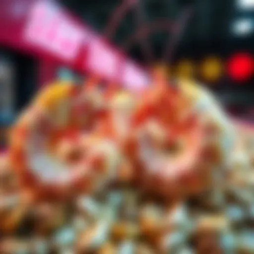 Horseshoe and donut-shaped shrimp displayed at new seafood market