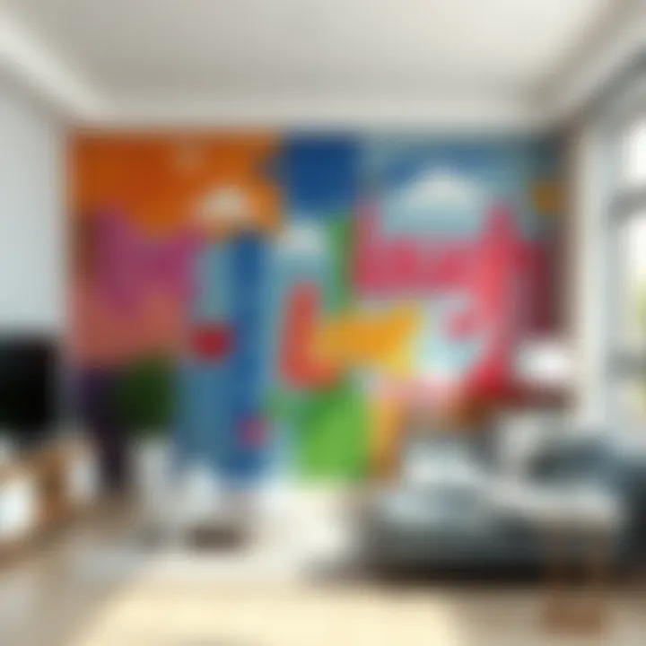 A colorful wall mural contrasting the typical 'Live Laugh Love' decor, showcasing personal values and creativity in a home setting.