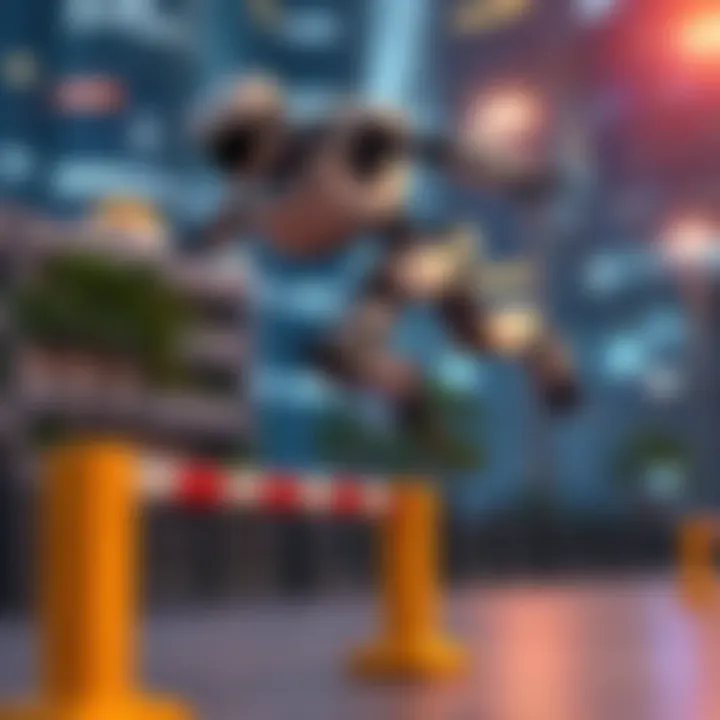 Unitree G1 robot executing a parkour jump over an obstacle