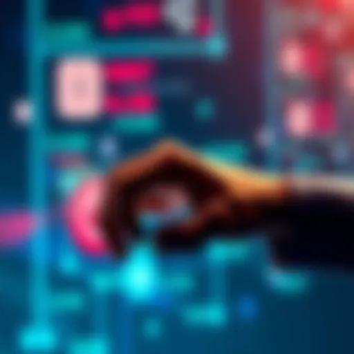 A visual representation of a hand pressing a button in Unity, demonstrating C# event triggering.