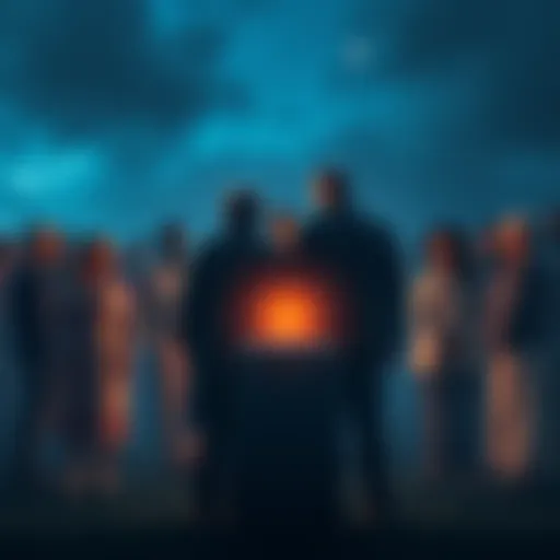 A diverse group of people standing together, reflecting on life and death, symbolizing common ground in mortality.