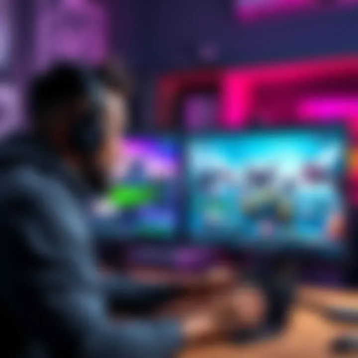 A game developer comparing Unity and Unreal Engine on a computer screen with game graphics displayed.