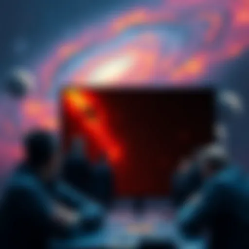 Discussion on Universe's Heat Death A humorous online discussion about the heat death of the universe with people joking about long waiting times, set against a cosmic background.