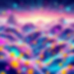 A colorful illustration showing a futuristic landscape filled with digital tokens, representing limitless AI innovation possibilities.