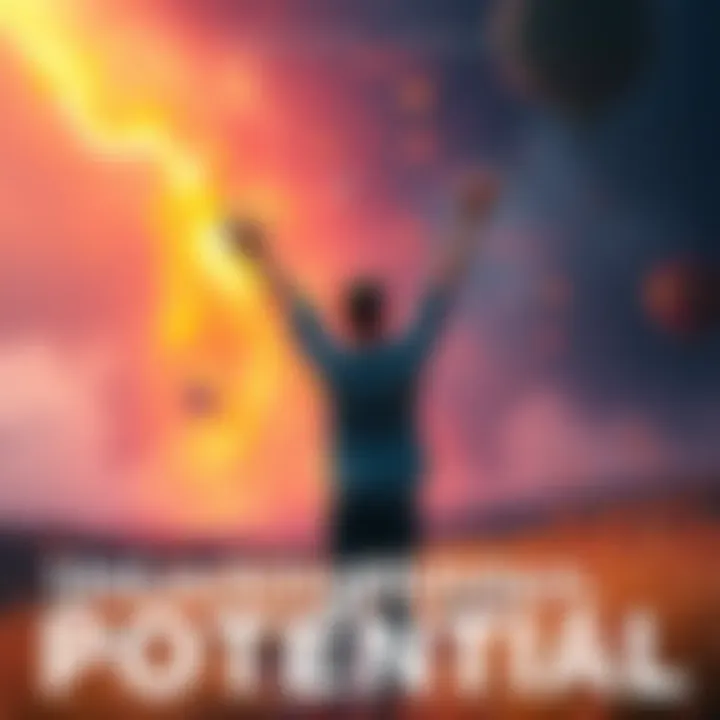 Unlocking Potential A person stands with arms raised in a vibrant setting, symbolizing growth and realization of potential.