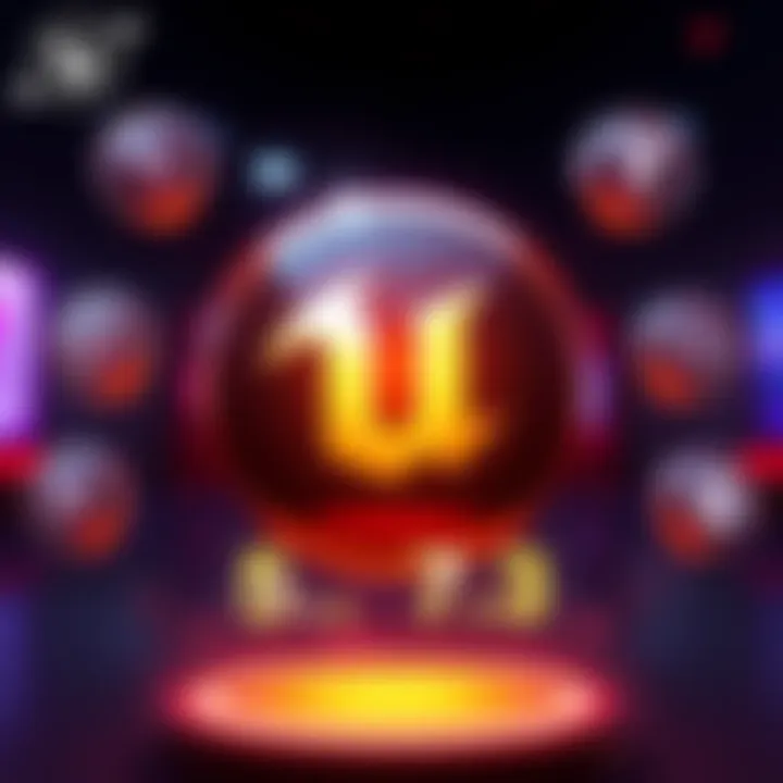 A visual representation of Unreal Engine logo with performance icons around it, indicating updates and stability improvements.