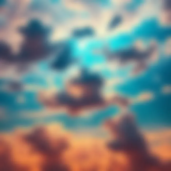 A vibrant sky filled with colorful clouds and unusual shapes, creating a surreal atmosphere that challenges reality.