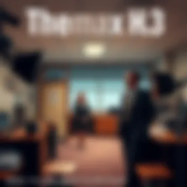 Scene from the unreleased episode Minimax H3 showing characters in the office setting with production equipment visible.